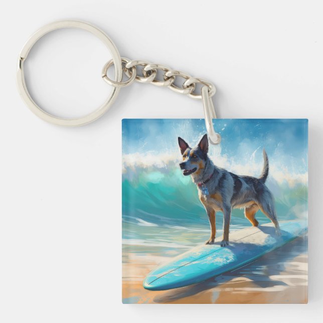 Llavero Pintura de surf Blue Heeler Beach (Frente)