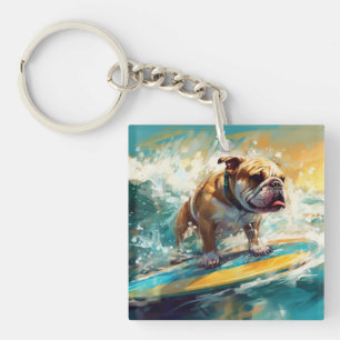 Llavero Pintura de Surf en la Playa Bulldog