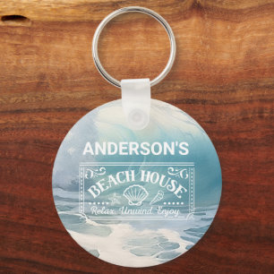 Llavero Pintura de tema de las olas de playa