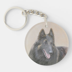 Llavero Pintura de Tervuren belga - Arte de perro original