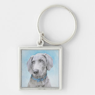 Llavero Pintura de Weimaraner - Arte de Perro Original.