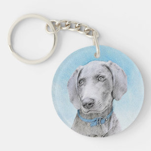 Llavero Pintura de Weimaraner - Arte Original de Perro Lin