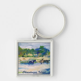 Llavero Pintura del caballo de la isla Chincoteague