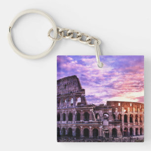 Llavero Pintura del Coliseo en Roma al atardecer
