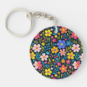 Llavero Pintura digital floral patrón de flores-38875