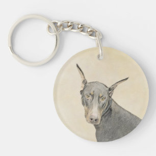 Llavero Pintura Doberman Pinscher - Original Dog Art