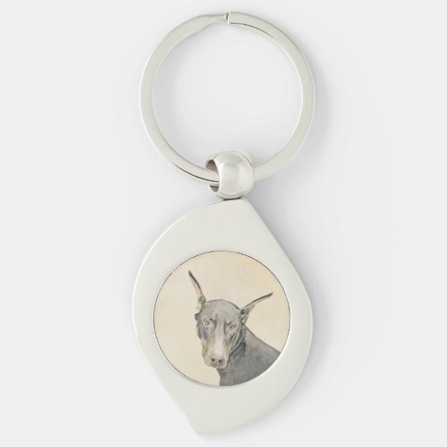 Llavero Pintura Doberman Pinscher - Original Dog Art (Anverso)