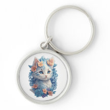 Pintura en acuarela de gato adorable con salpicadu