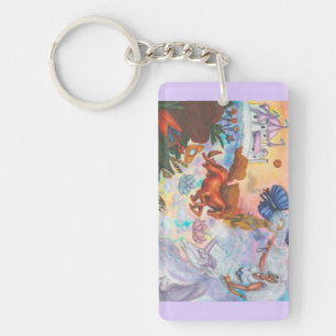 Llavero Pintura en Acuarela Unicornio Opalo Hada Dragón Fu