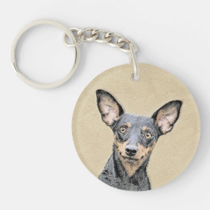 Llavero Pintura en miniatura de Pinscher Cute arte origina