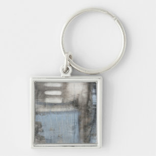 Llavero Pintura gris y azul abstracto