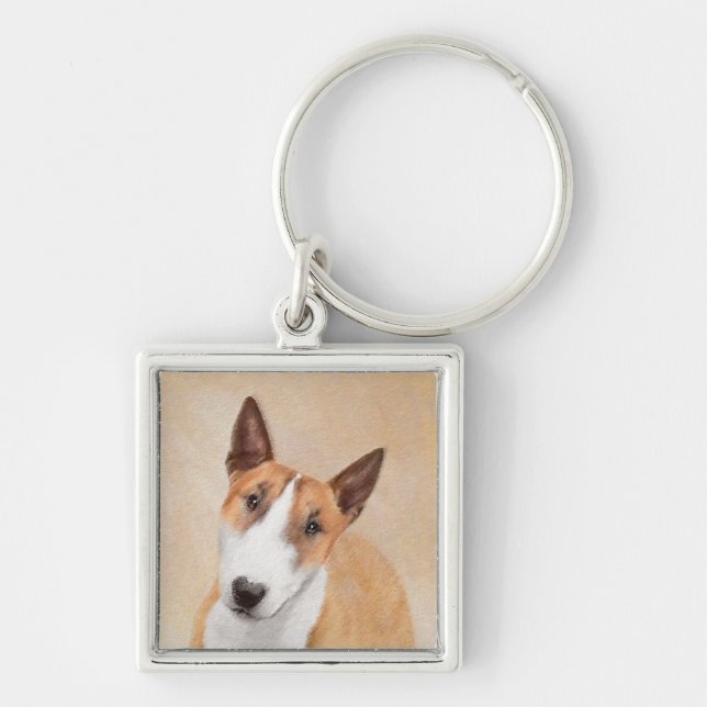 Llavero Pintura Miniatura de Bull Terrier - Cute Original  (Frente)