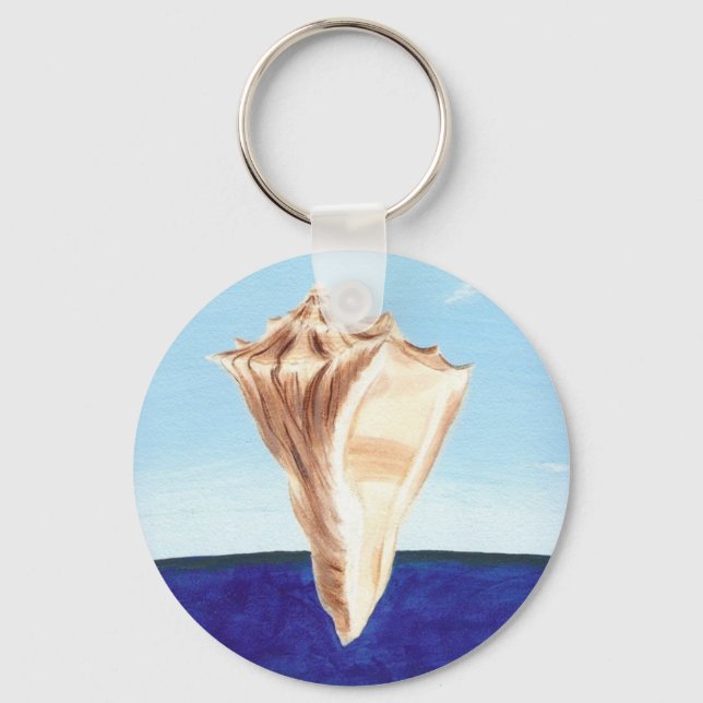 Llavero Pintura oceánica de Conch Sea Shell, cadenas clave (Anverso)