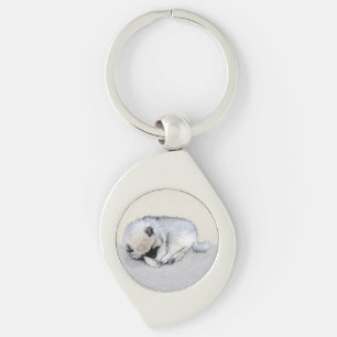 Llavero Pintura original de cachorro Keeshond durmiendo Ar