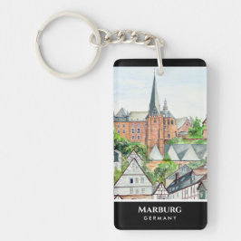 Llavero Pintura panorámica de Marburg Altstadt Alemania