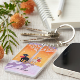 Llavero Pintura personalizada de los labradores de inviern