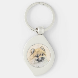 Llavero Pintura Pomerania (Naranja) - Arte Perro Original
