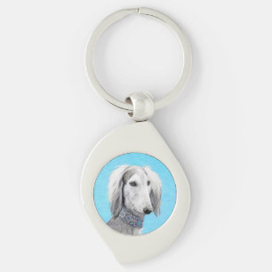 Llavero Pintura Saluki (plateada) - Arte Perro Original.