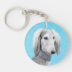 Llavero Pintura Saluki (plateada) - Arte Perro Original.