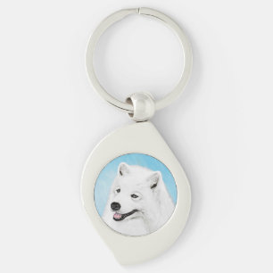 Llavero Pintura Samoyed - Arte Perro Original Cuto