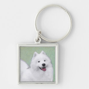 Llavero Pintura Samoyed - Arte Perro Original Cuto