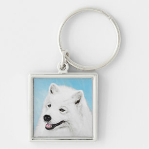Llavero Pintura Samoyed - Arte Perro Original Cuto