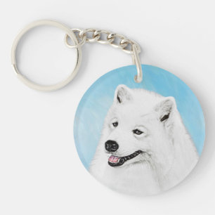 Llavero Pintura Samoyed - Arte Perro Original Cuto
