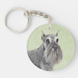 Llavero Pintura Schnauzer (gigante, estándar) - Arte de pe