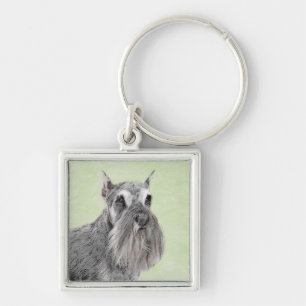 Llavero Pintura Schnauzer (gigante, estándar) - Arte de pe