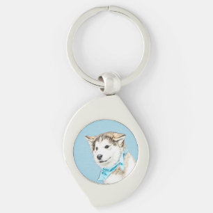 Llavero Pintura siberiana Husky de pipa - Arte original de