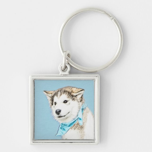 Llavero Pintura siberiana Husky de pipa - Arte original de (Frente)