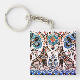 Llavero pintura simple de madhubani