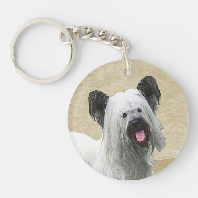 Llavero Pintura Skye Terrier - Arte Perro Original. (Frente)
