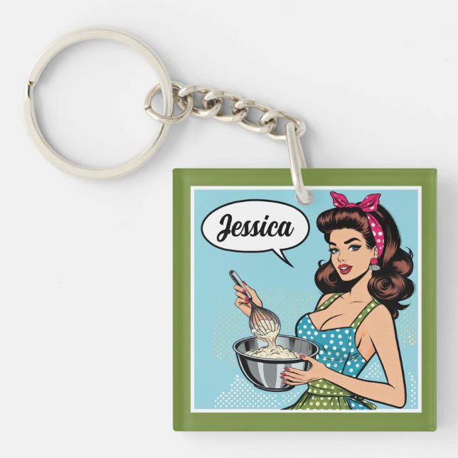Llavero Pinup_ retro con amabilidad (Frente)