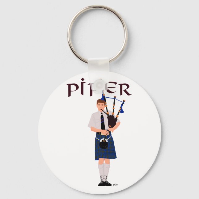 Llavero PIPER Cuadros Azules (Anverso)