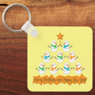Llavero Pirámide de árboles de Navidad hecha de muñecos de