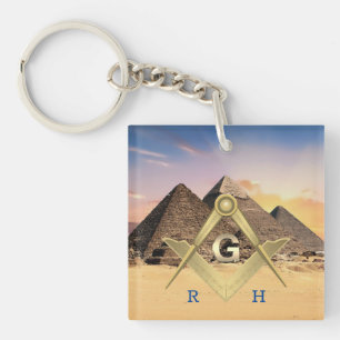 Llavero Pirámides Monogramadas Keychain Masónica