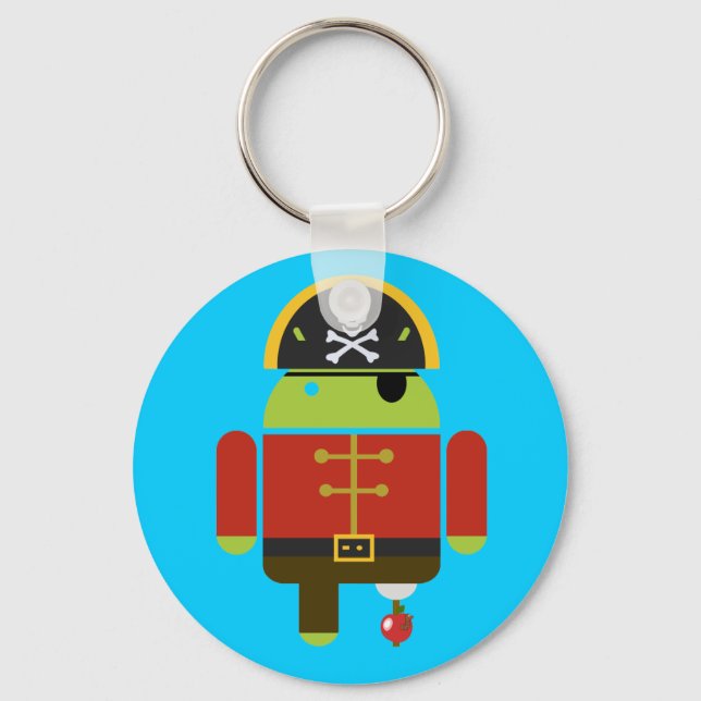 Llavero Pirata Android aplastando manzana (Anverso)
