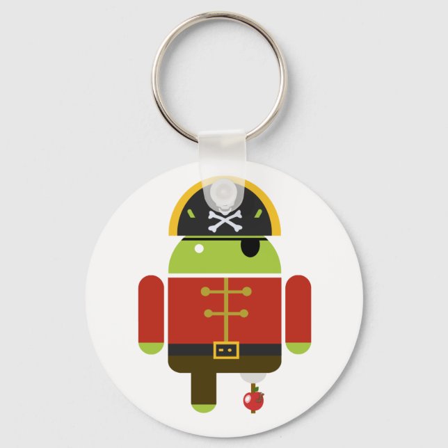 Llavero Pirata Android Aplastando Una Apple (Anverso)