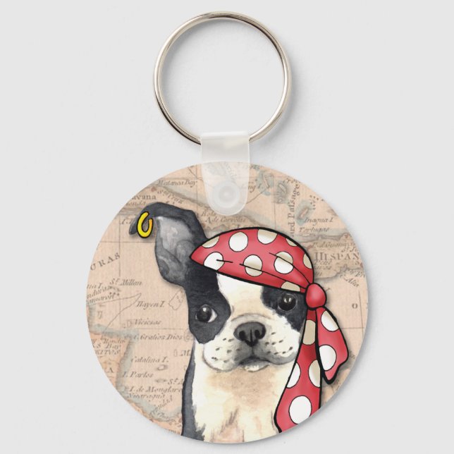 Llavero Pirata de Boston Terrier (Anverso)