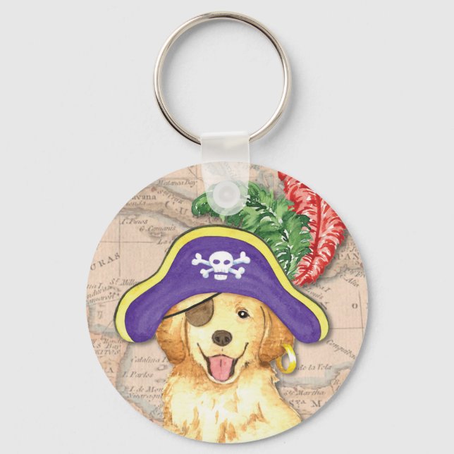 Llavero Pirata de Golden Retriever (Anverso)