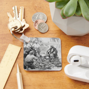 Llavero Piratas antiguos contando sus tesoros y botín