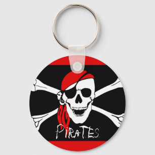 Llavero Piratas - negros y cráneo rojo del pirata