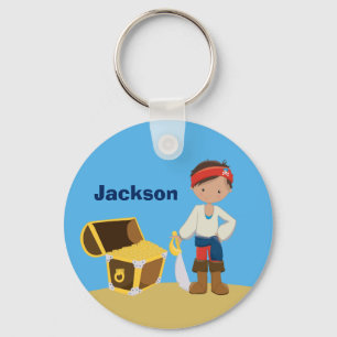 Llavero Pirate Boy Beach Summer Cute Niños Monograma Azul
