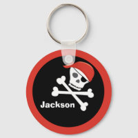 Pirate Skull Crossbone Black Red Monogram Kids