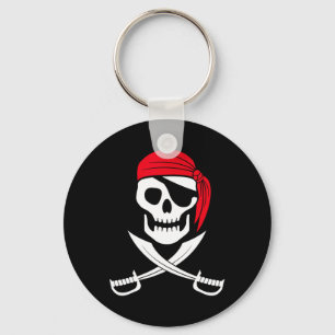 Llavero Pirate Skull Red Bandana Sword Costume Regalo