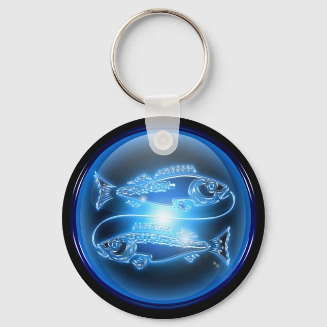 Llavero Pisces Blue Glossy Keychain (Anverso)
