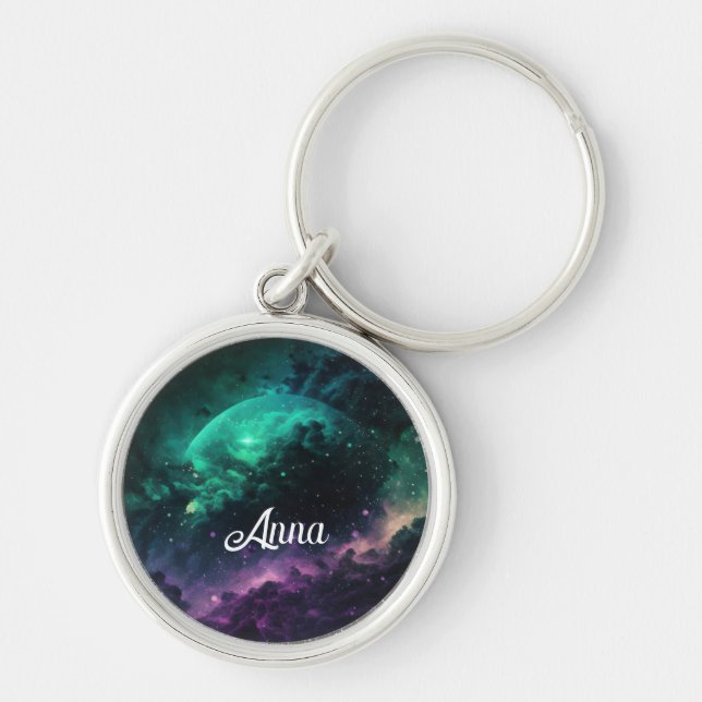 Llavero Pisces Starry Sky Zodiac Keychain con nombre perso (Frente)