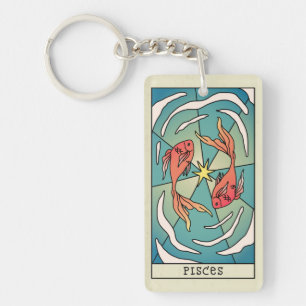 Llavero Pisces Zodiac Rótulo Resumen Art Vintage