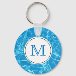 Llavero Piscina azul espumosa Monograma de agua